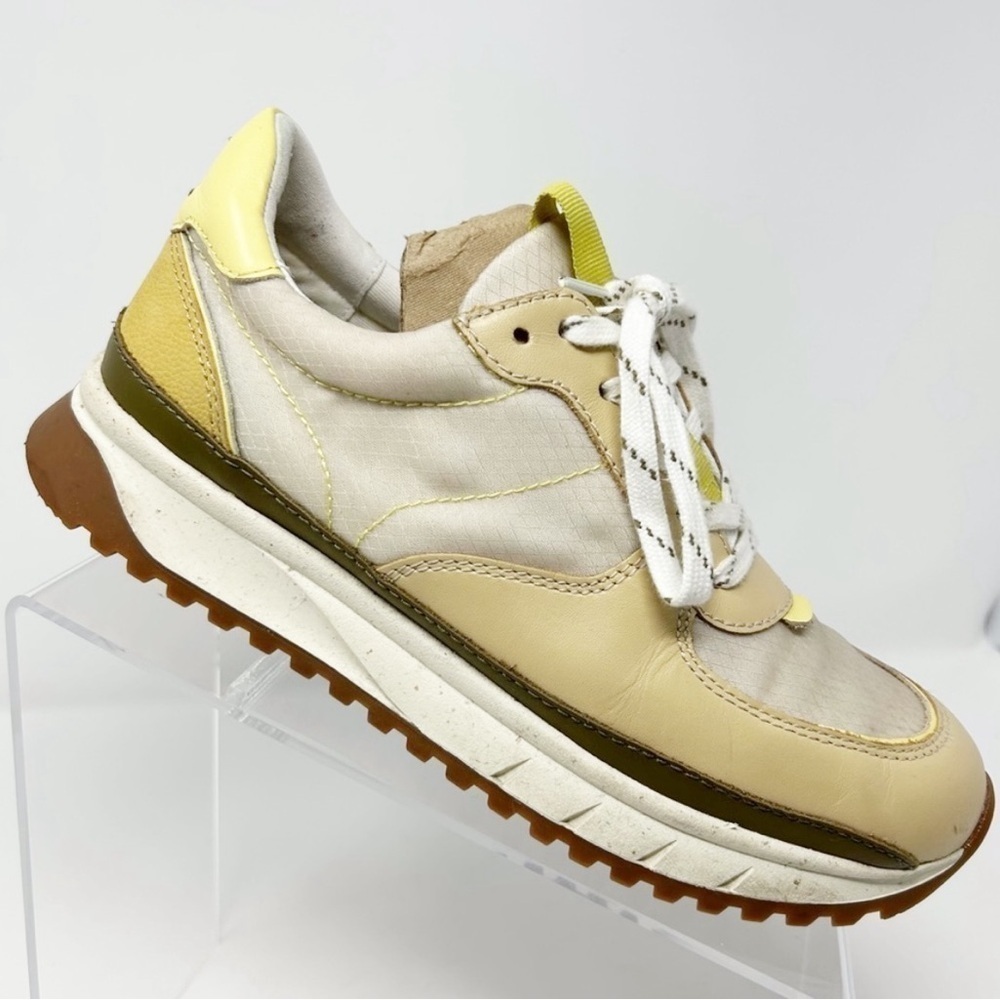 Madewell Kickoff Trainer Sneakers in Yellow Colorblock Leather Size 6